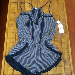Rip Curl Navy Tassel Romper XS NWT